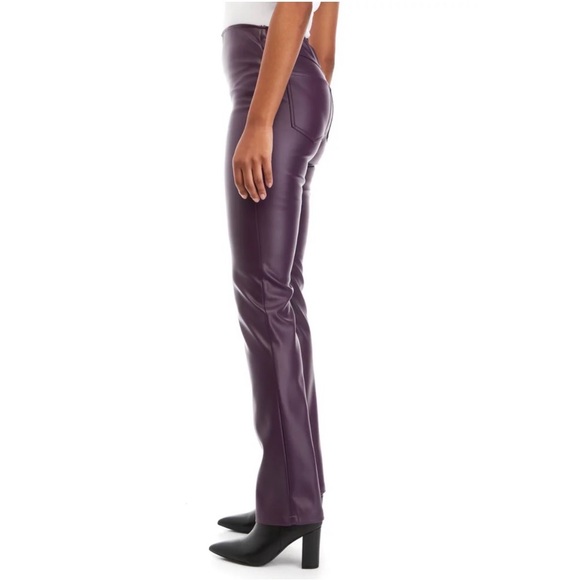 Tinseltown Pants - NWT Tinseltown Faux Leather Black Berry Wine Purple High Rise Straight Leg Pants